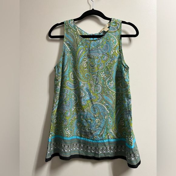 Michael Michael Kors Blue Green Paisley Tank Top Size Small - Picture 1 of 5